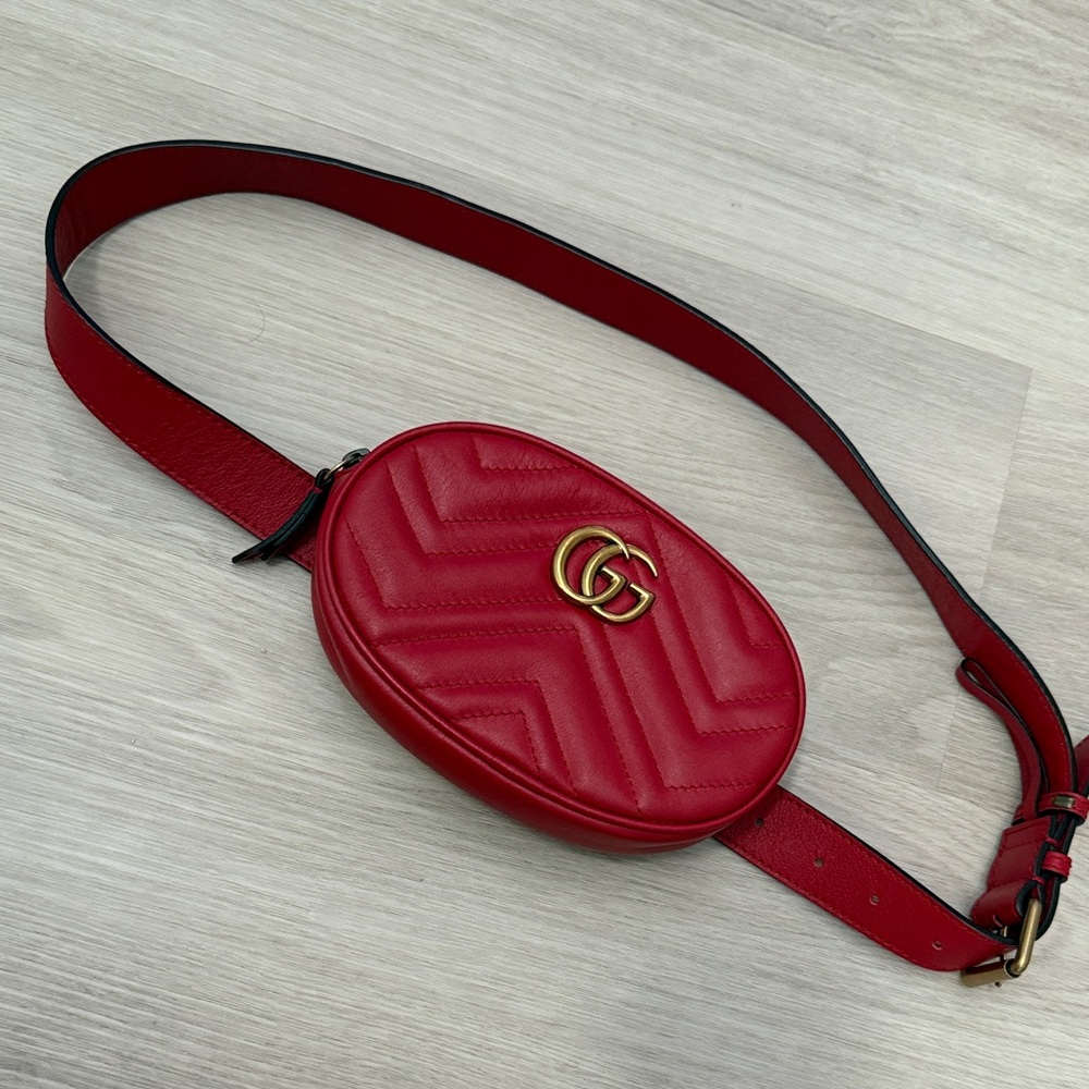 Gucci Red Quilted Leather Crossbody Bag - Picture 1 of 9